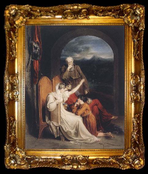framed  Richard Westall Queen Judith reciting to Alfred the Great (mk47), ta009-2